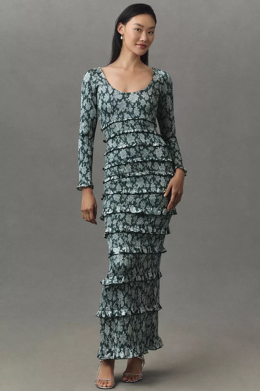 NWT V. Chapman 8 Lanie Long-Sleeve Scoop-Neck Maxi Dress
